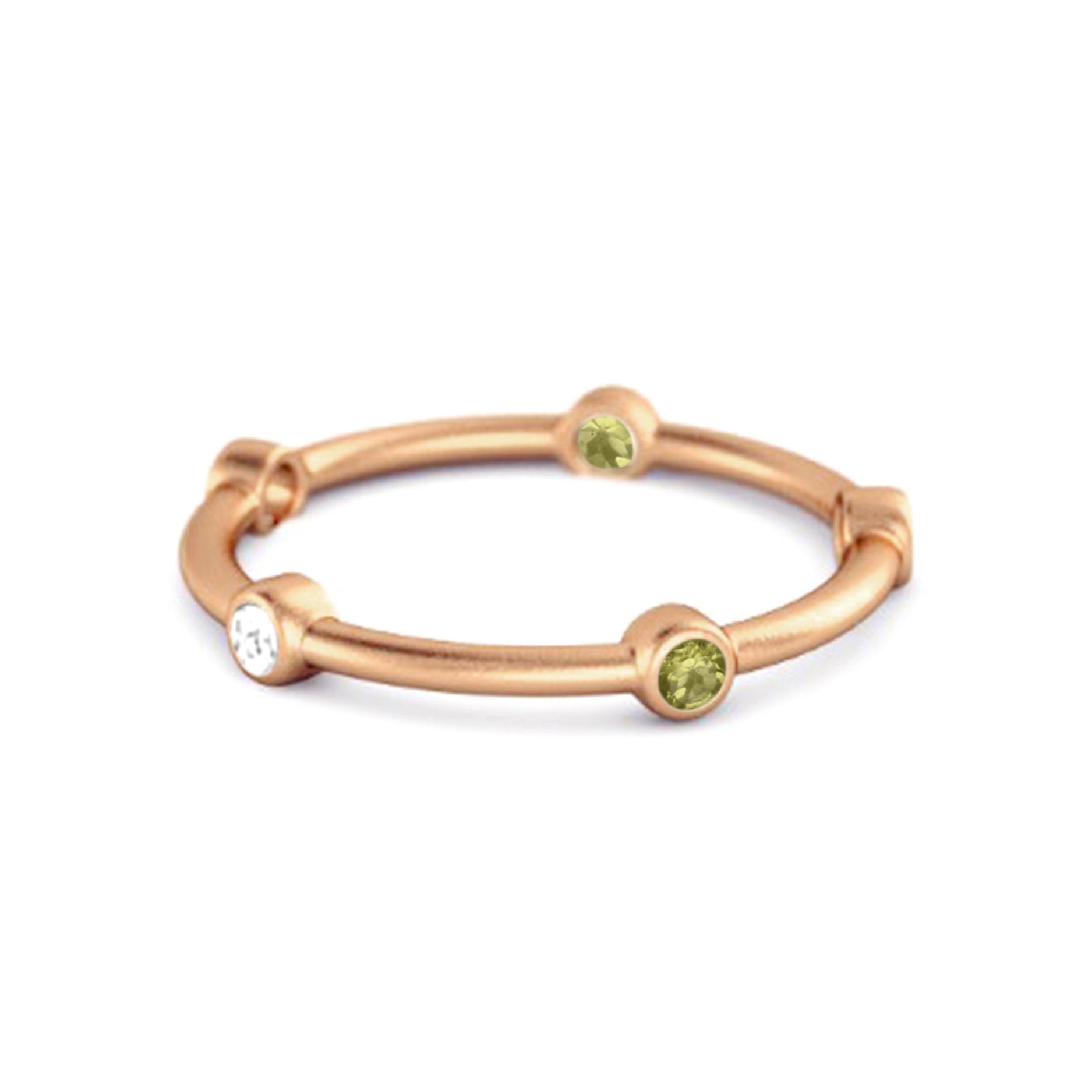 Peridot Bezel-Set Stacking Band Ring - Sterling Silver