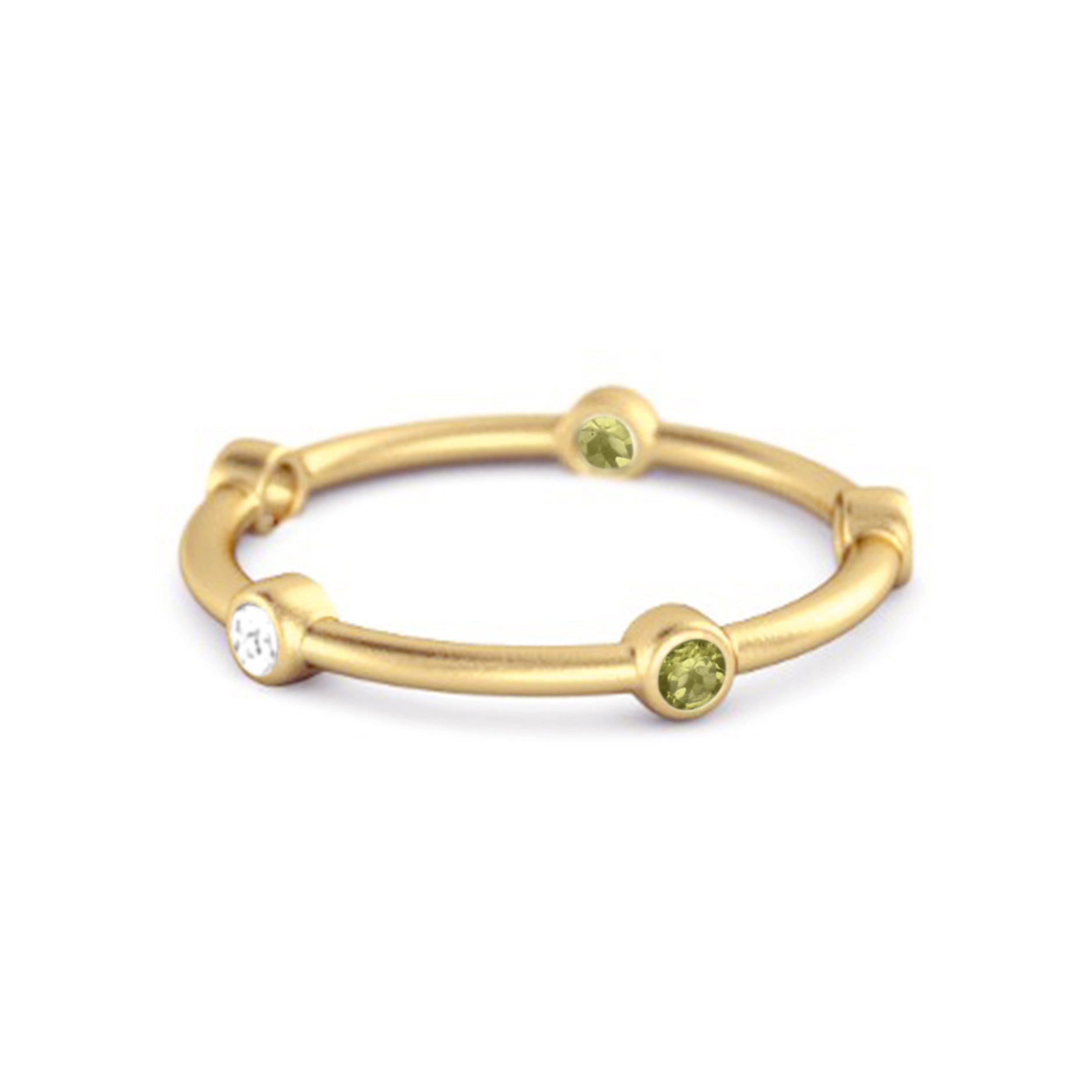 Peridot Bezel-Set Stacking Band Ring - Sterling Silver