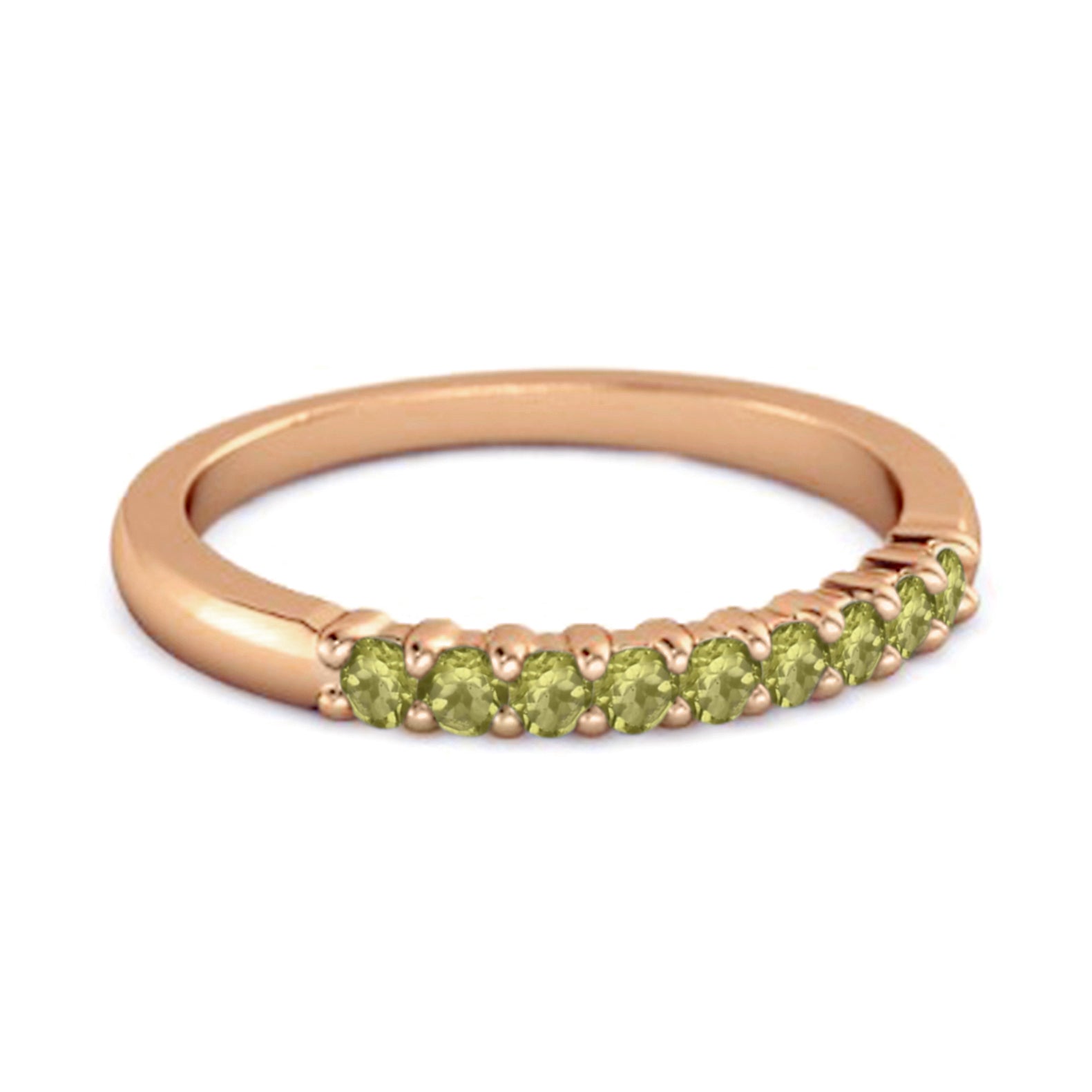 Peridot Round Half Eternity Ring – Sterling Silver