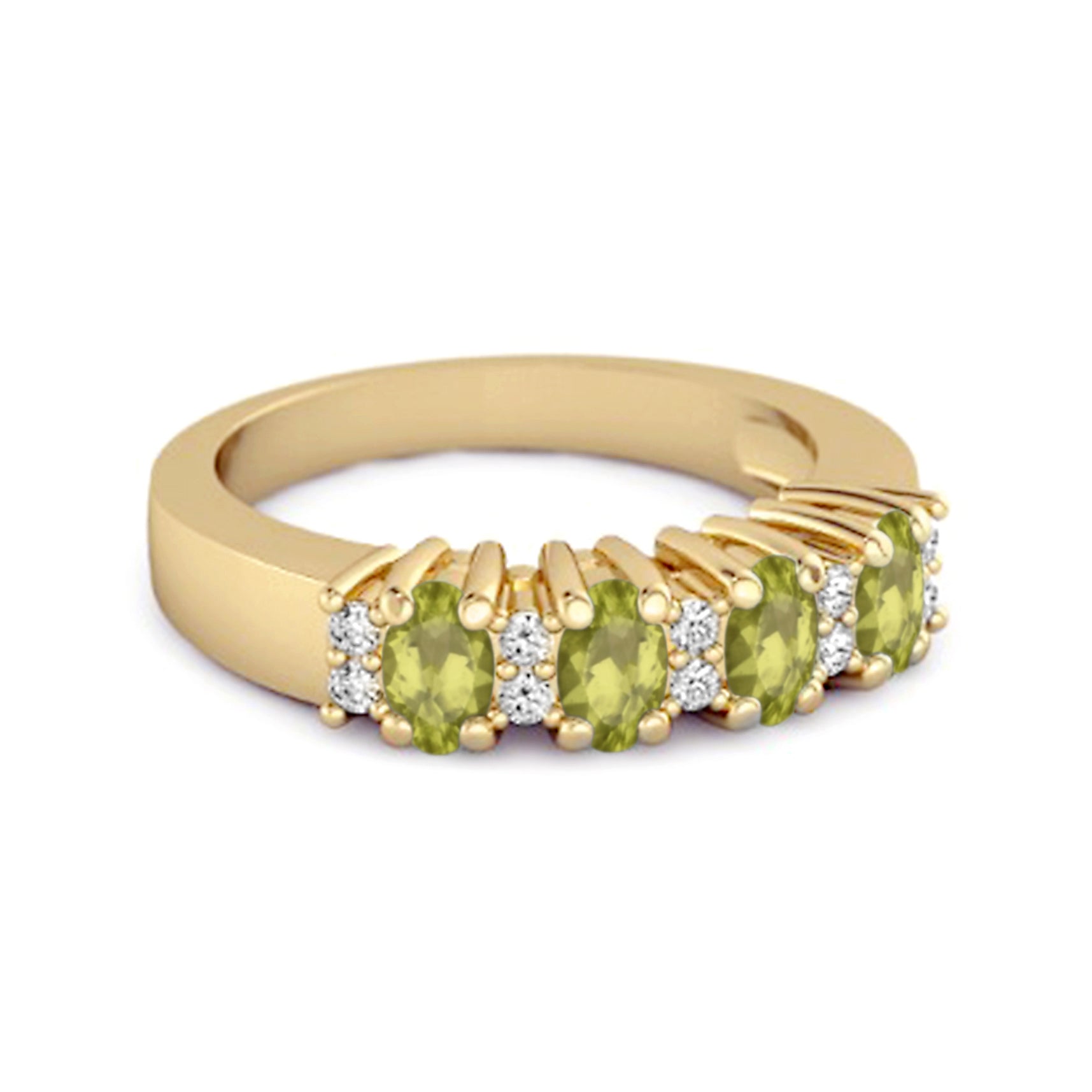 Peridot Oval Half Eternity Ring – Sterling Silver