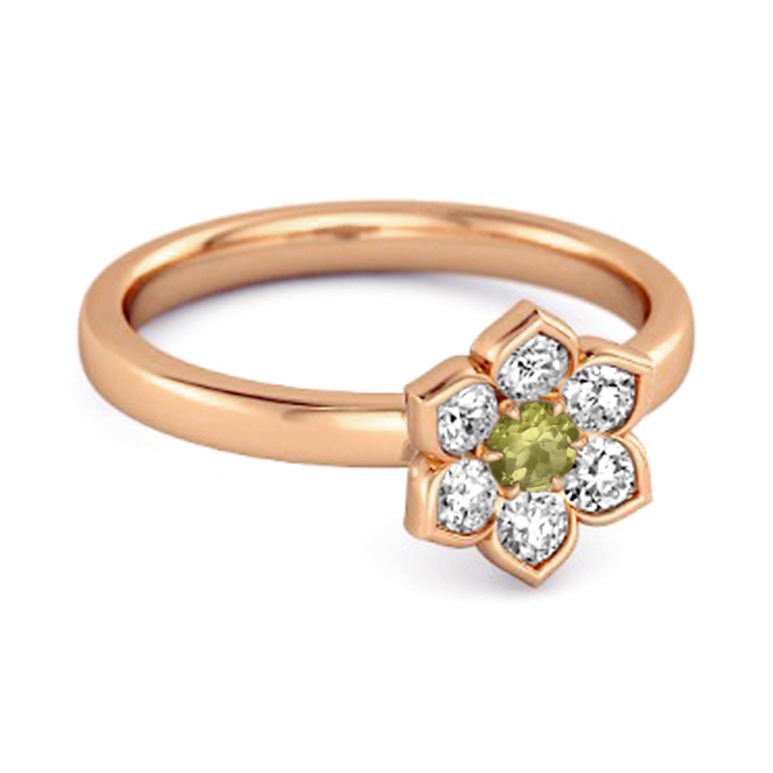 Peridot Floral Cluster Ring - Sterling Silver