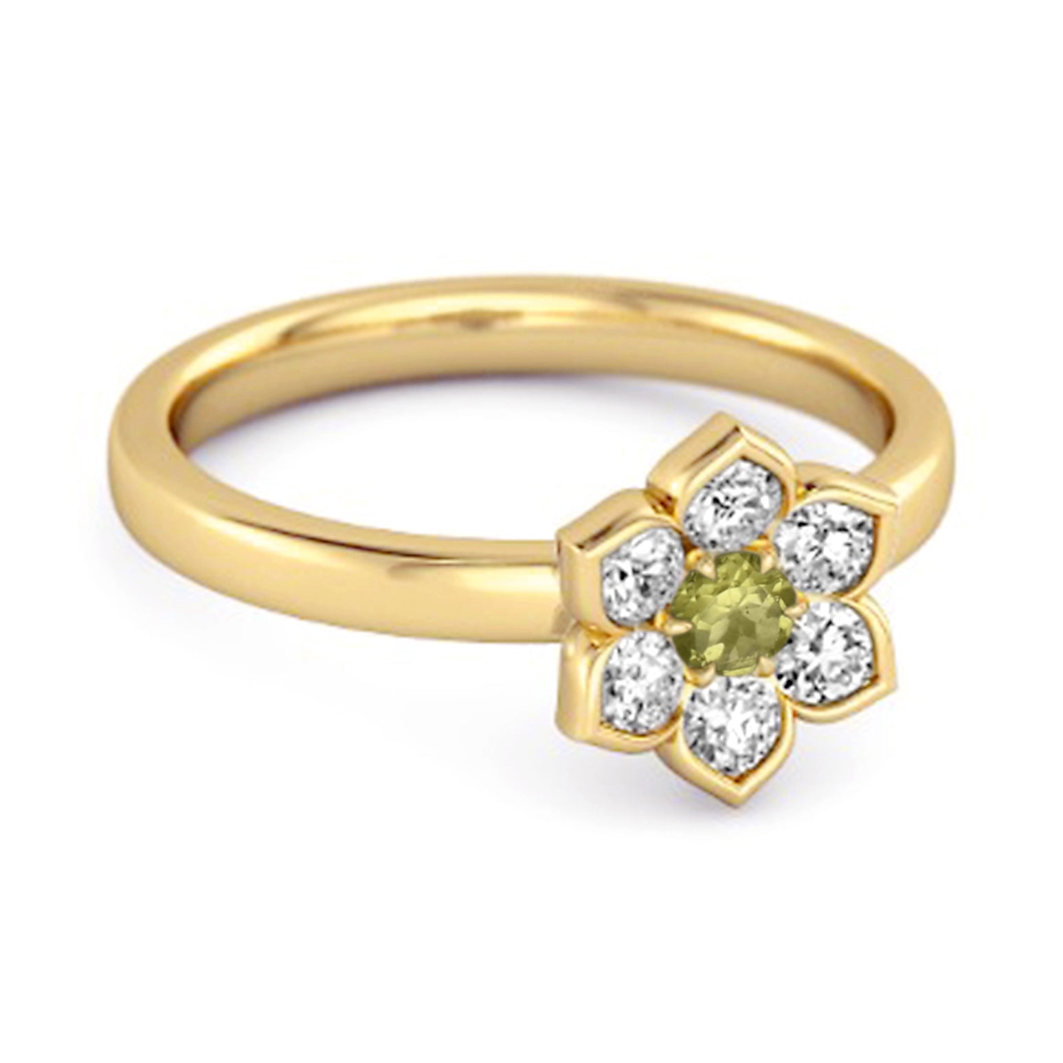 Peridot Floral Cluster Ring - Sterling Silver