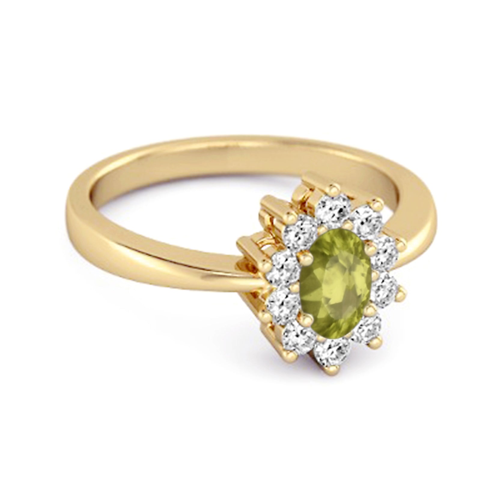 Peridot Classic Halo Ring - Sterling Silver
