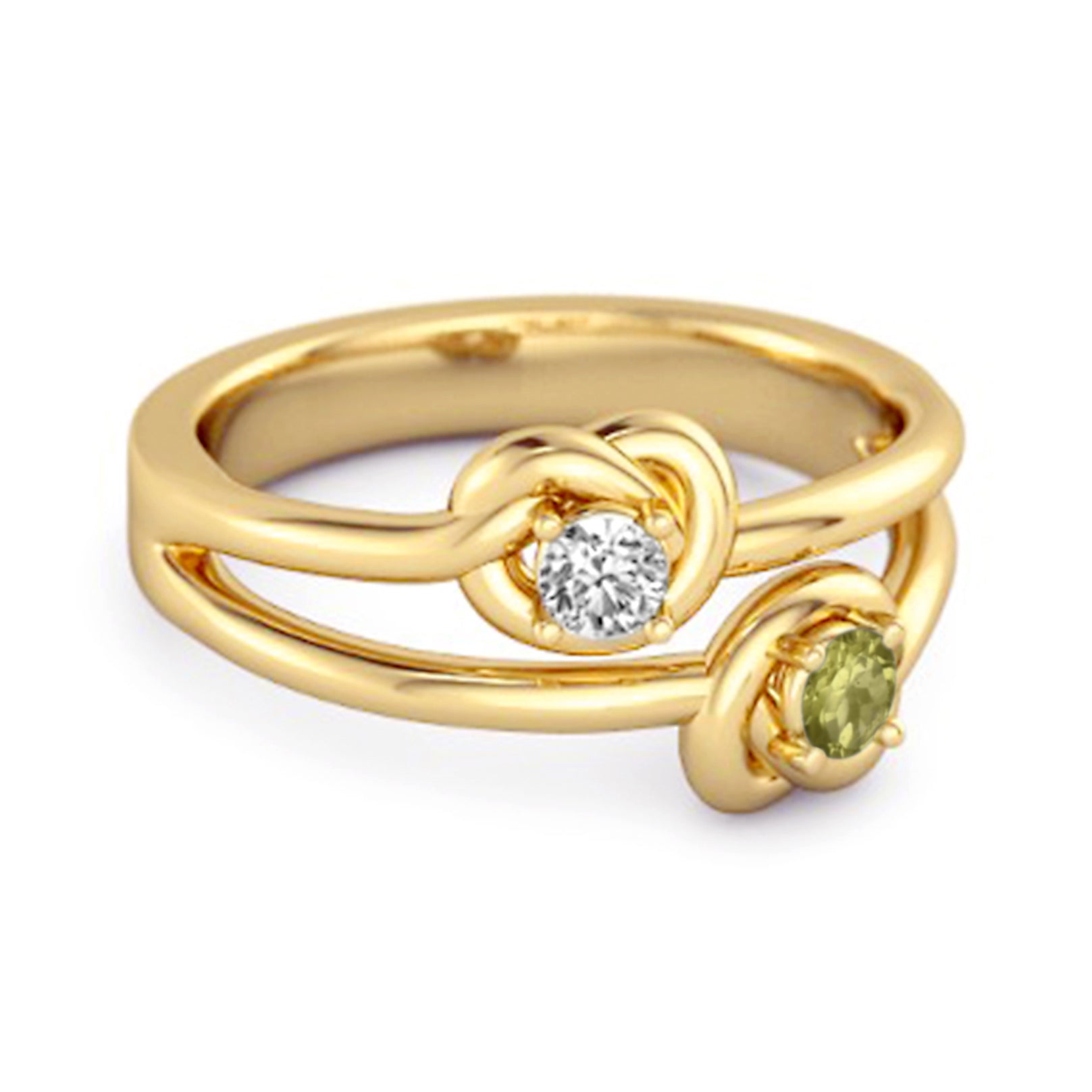 Peridot Infinity Knot Bypass Ring - Sterling Silver
