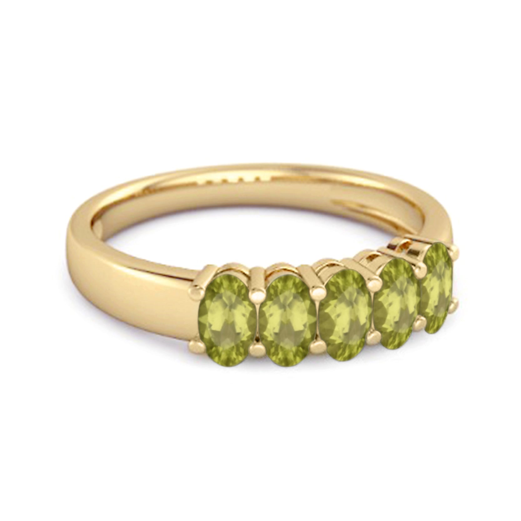 Peridot Oval Five-Stone Ring - Sterling Silver
