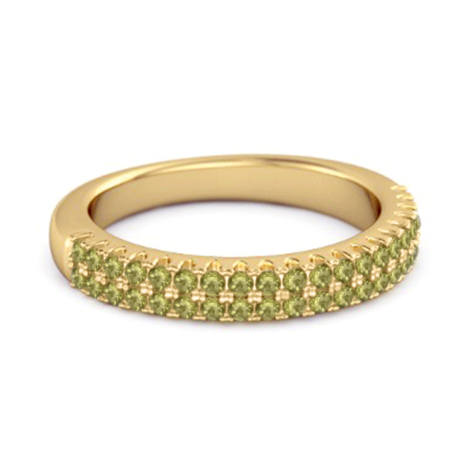 Peridot Eternity Band Ring - Sterling Silver