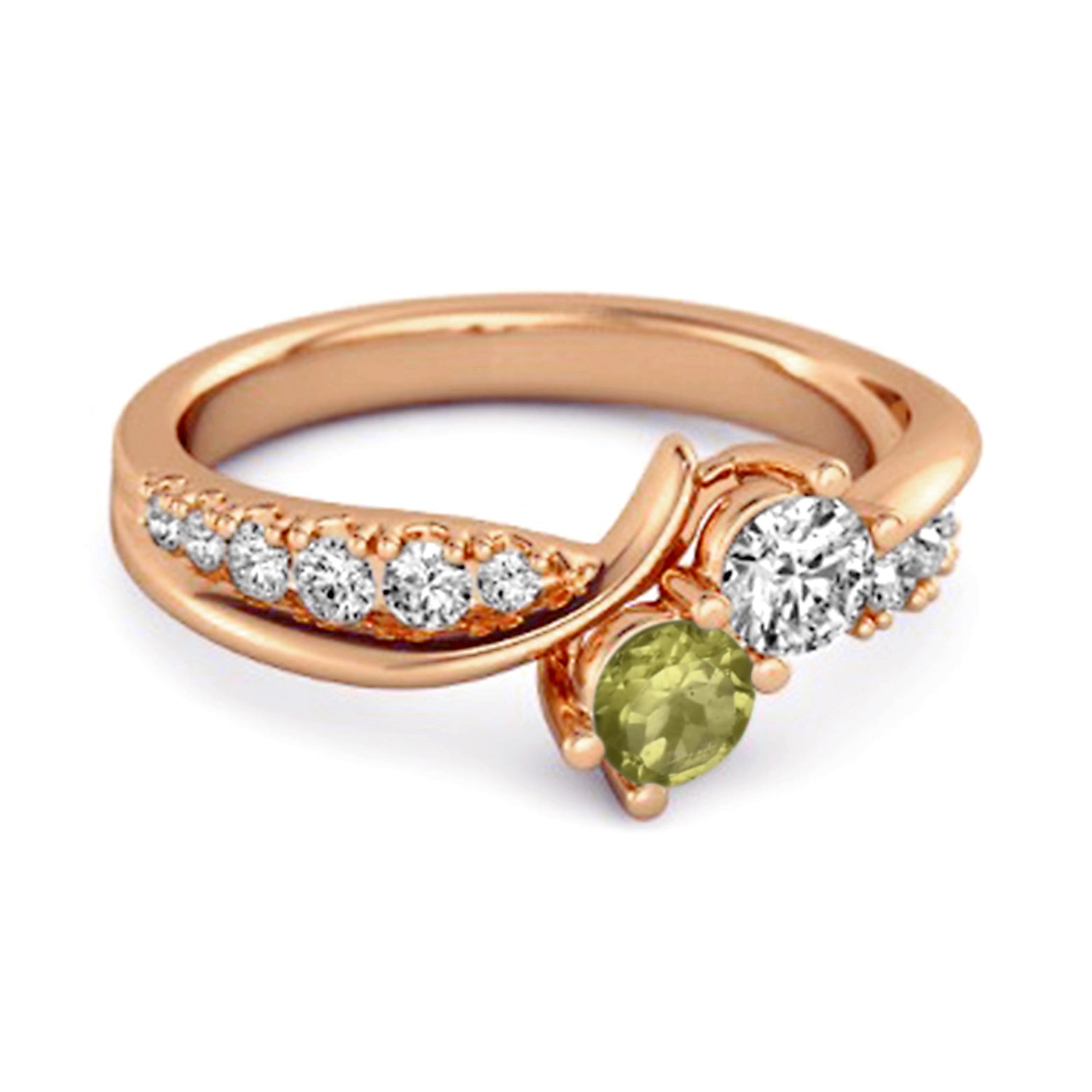 Peridot Twin Stone Pavé Ring - Sterling Silver