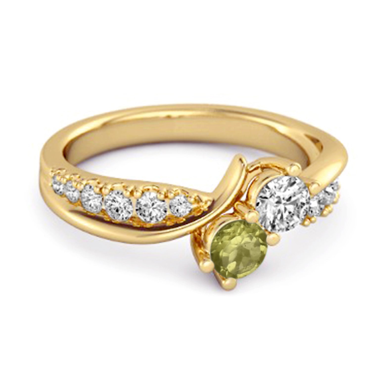 Peridot Twin Stone Pavé Ring - Sterling Silver