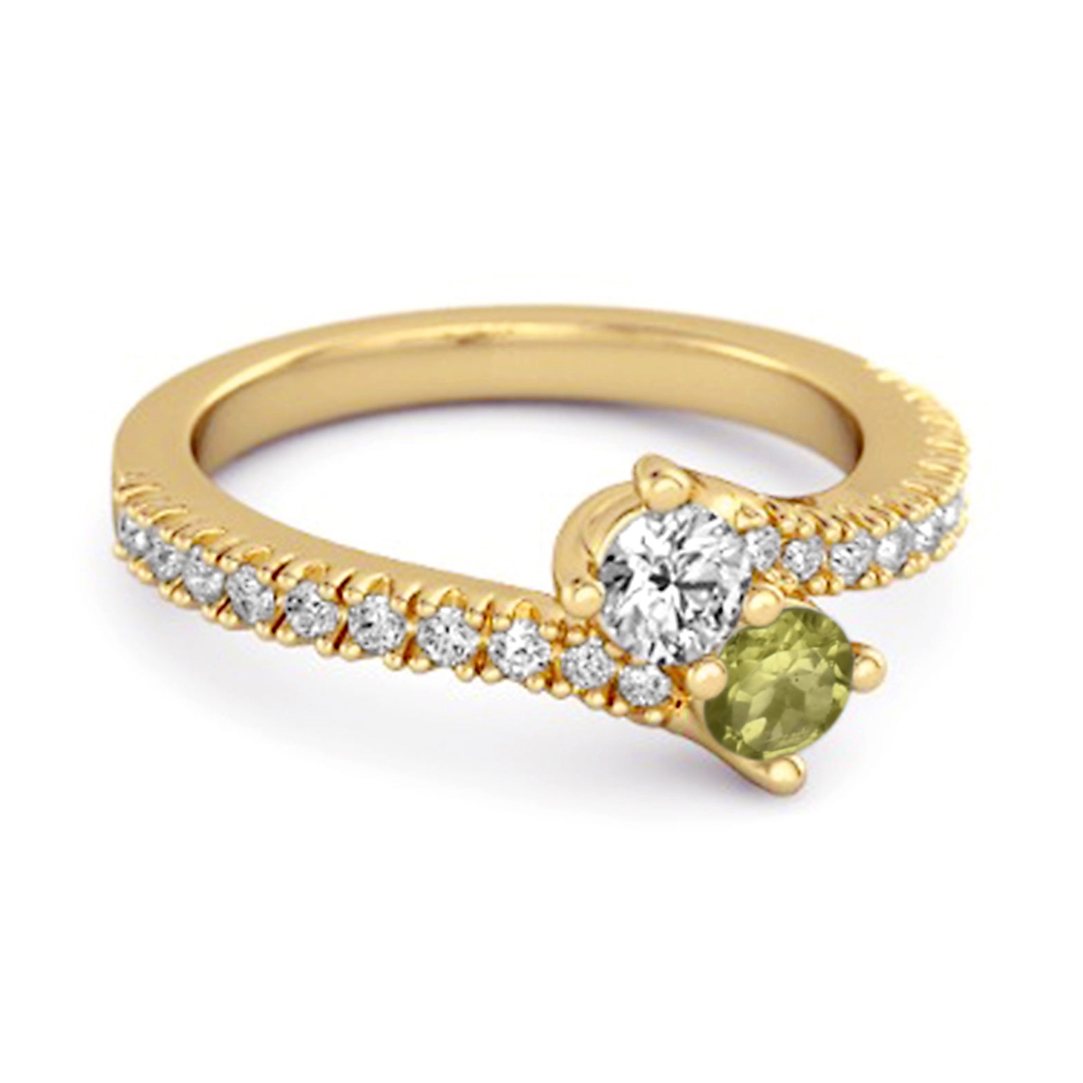 Peridot Bypass Ring - Sterling Silver