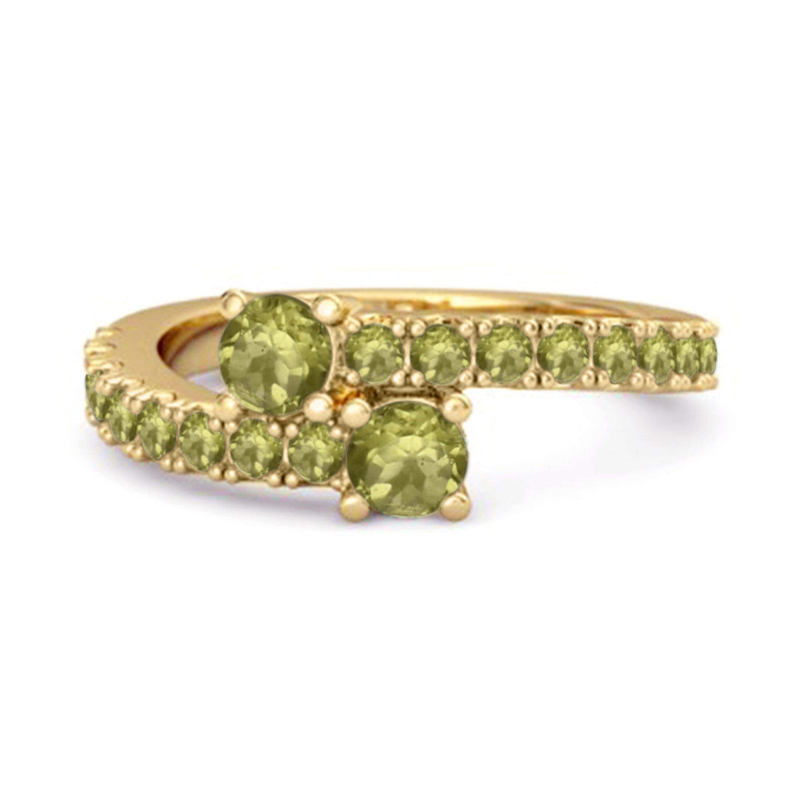 Peridot Twin Stone Pavé Bypass Ring - Sterling Silver