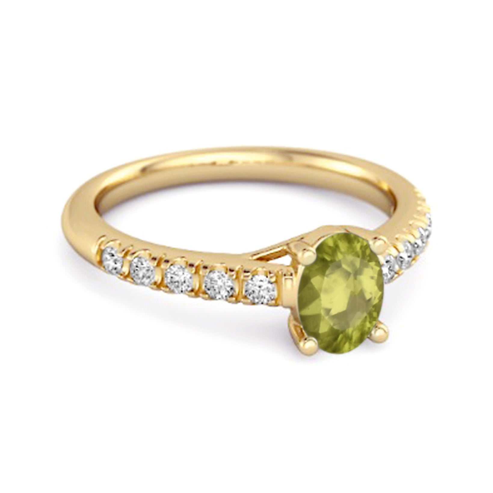Peridot Pavé Band with White CZ Accents Ring - Sterling Silver