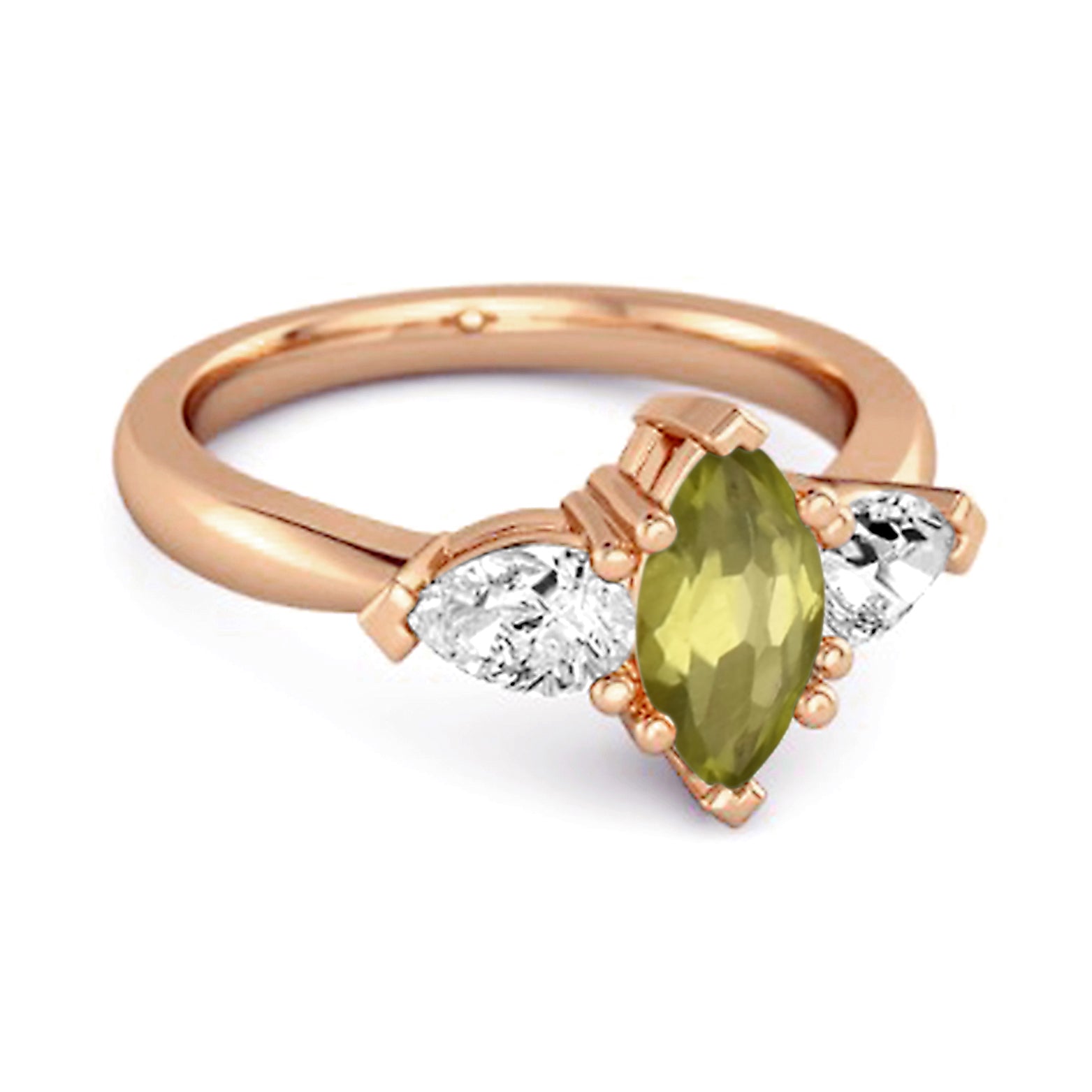Peridot Trio Stone Tapered Ring - Sterling Silver