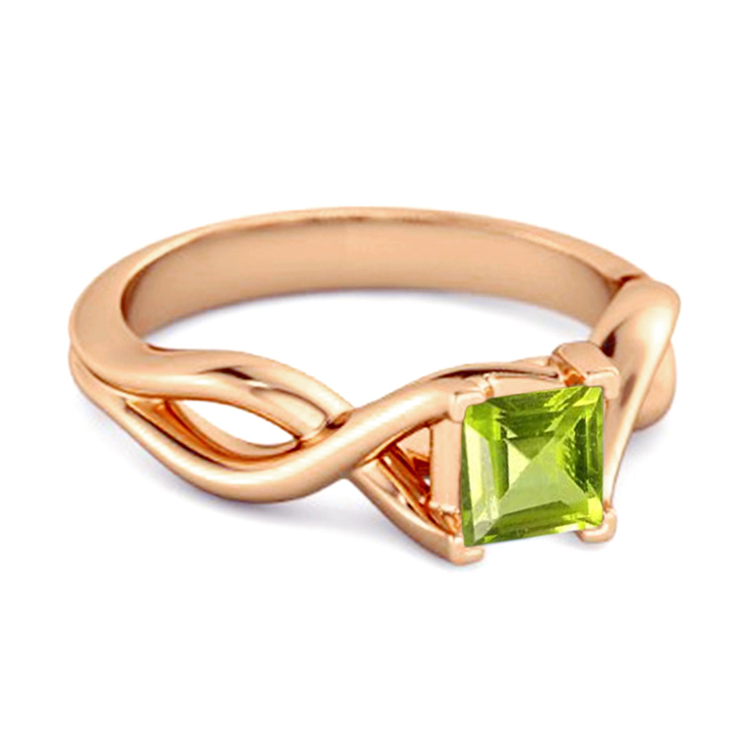 Peridot Twisted Vine Band Ring - Sterling Silver