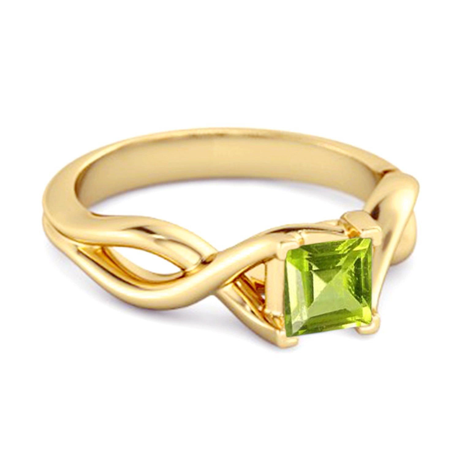 Peridot Twisted Vine Band Ring - Sterling Silver