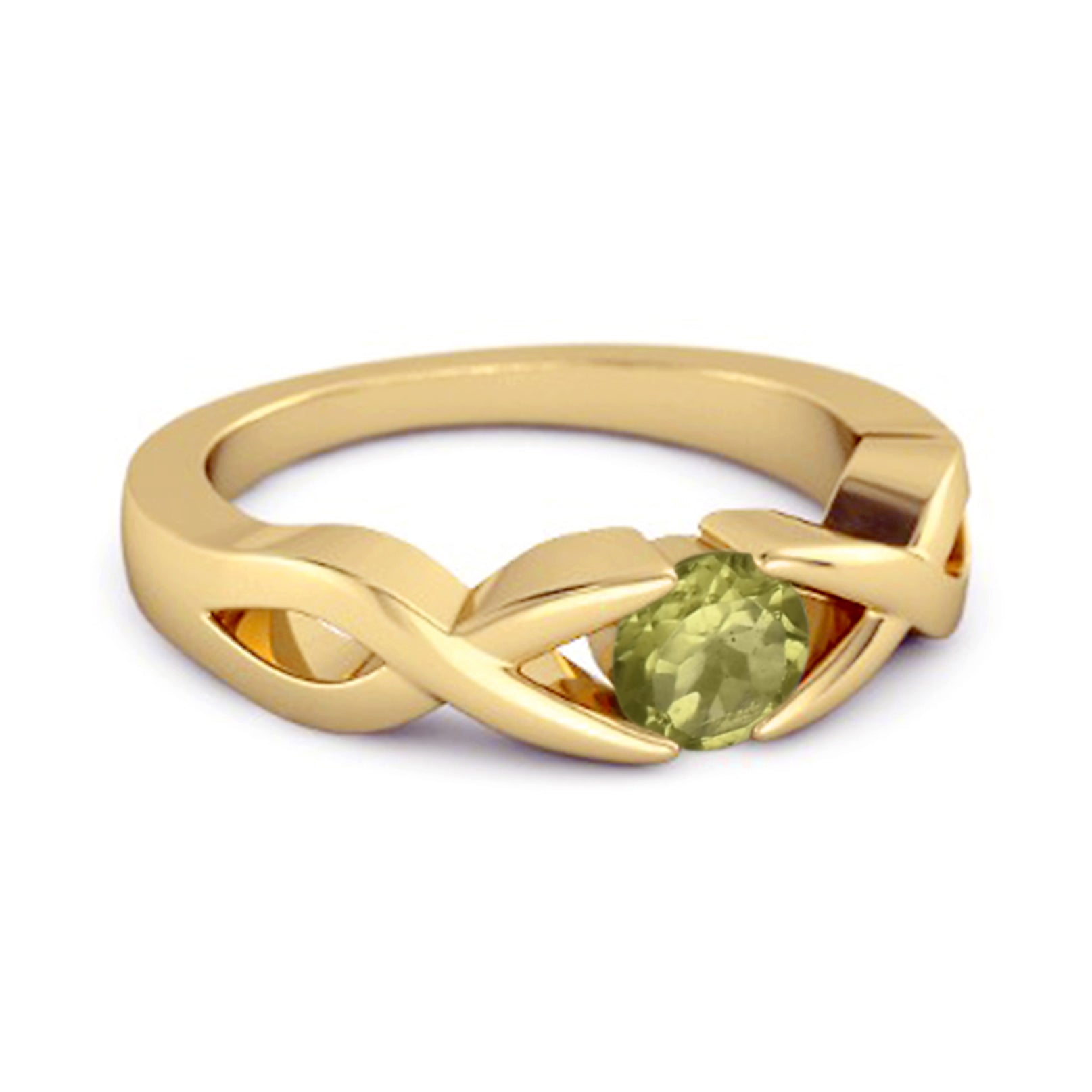 Peridot Twisted Vine Band Ring - Sterling Silver