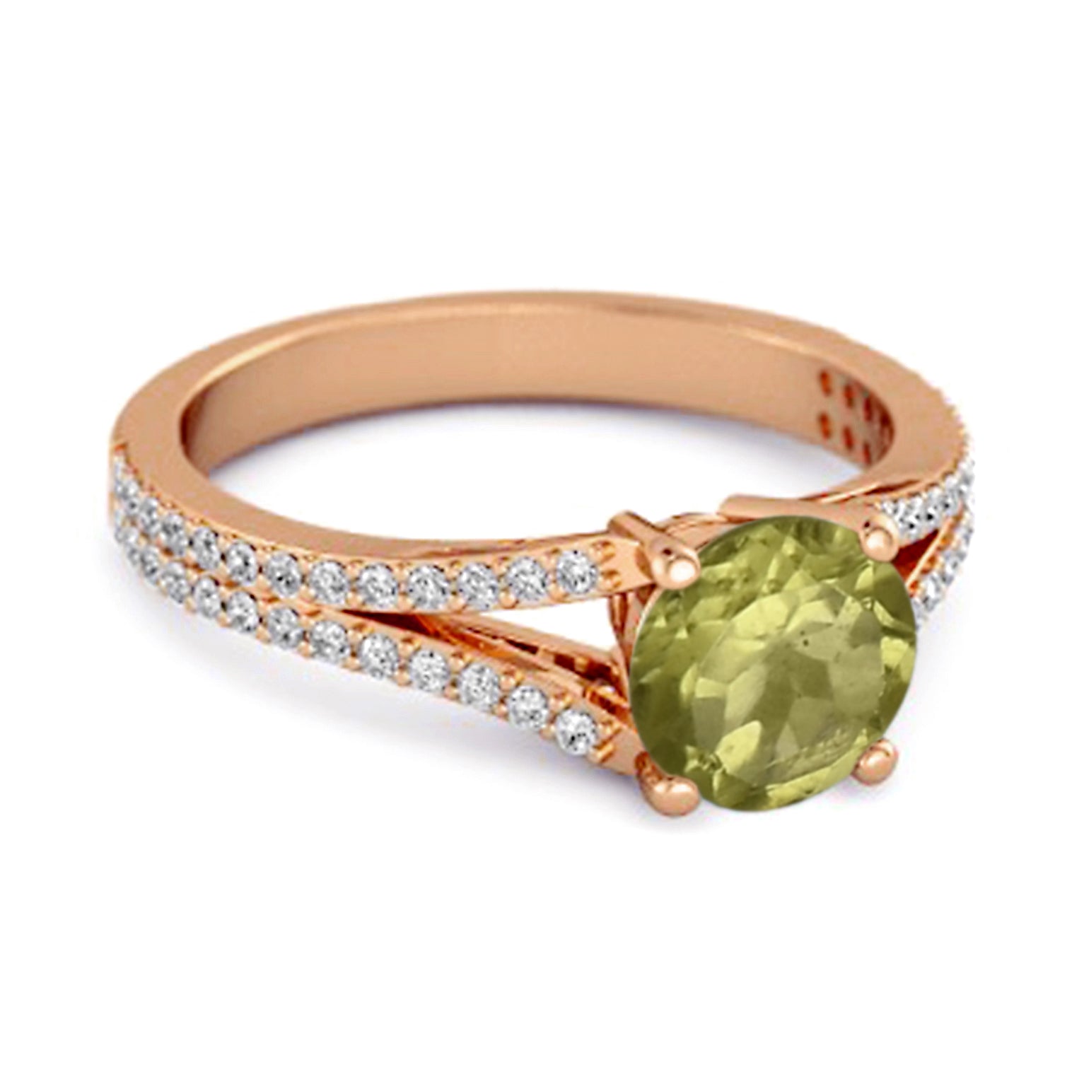 Peridot Split Pavé Band Ring - Sterling Silver