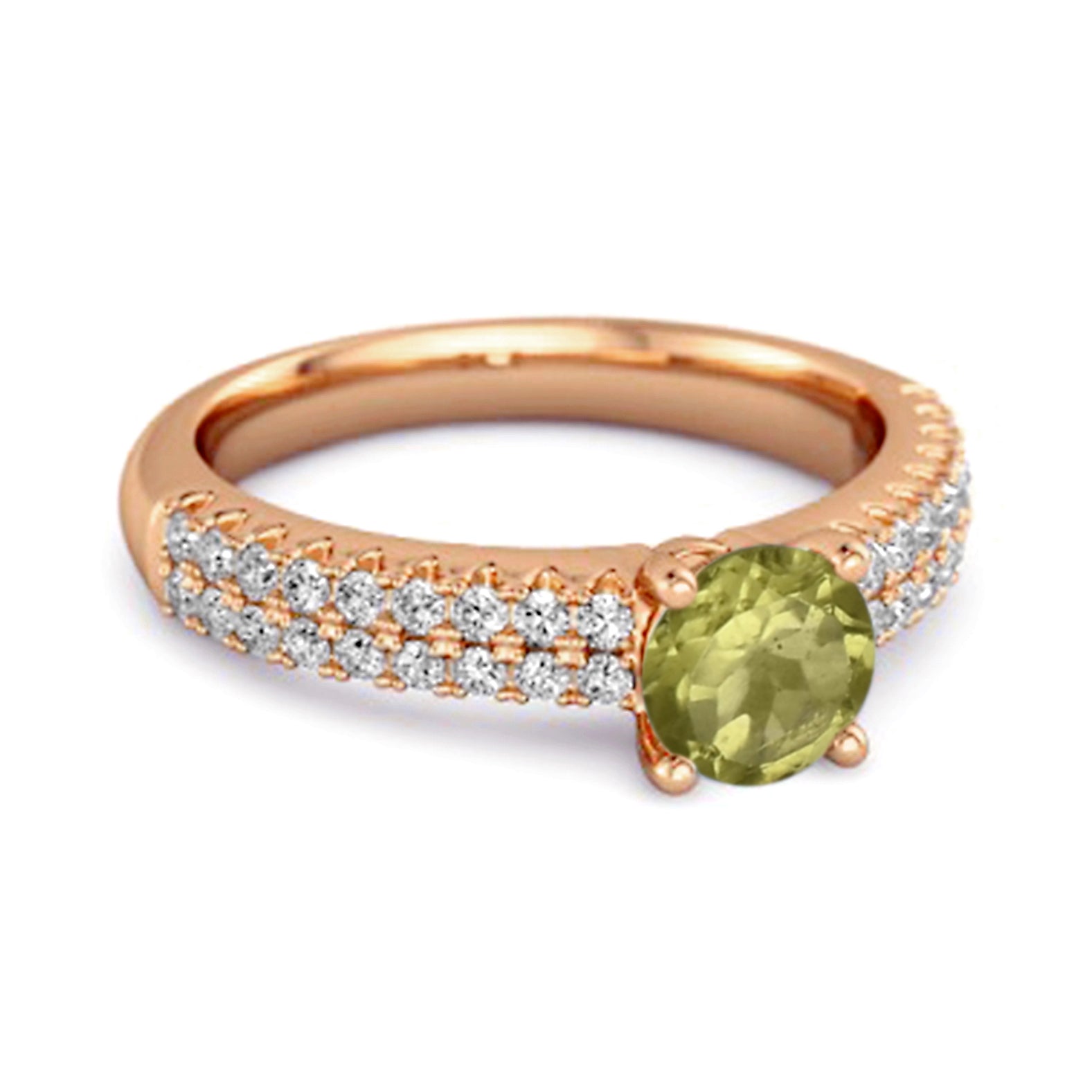 Peridot Double Pavé Band Ring - Sterling Silver