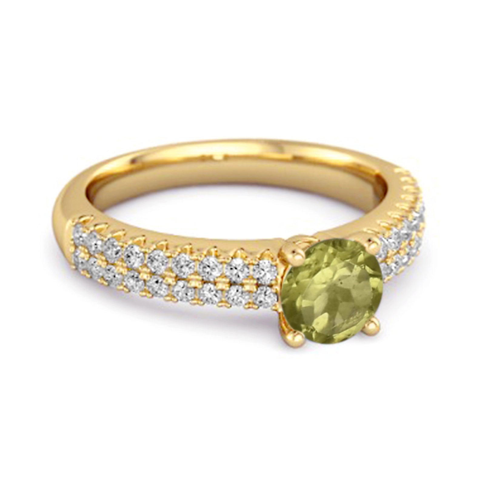 Peridot Double Pavé Band Ring - Sterling Silver