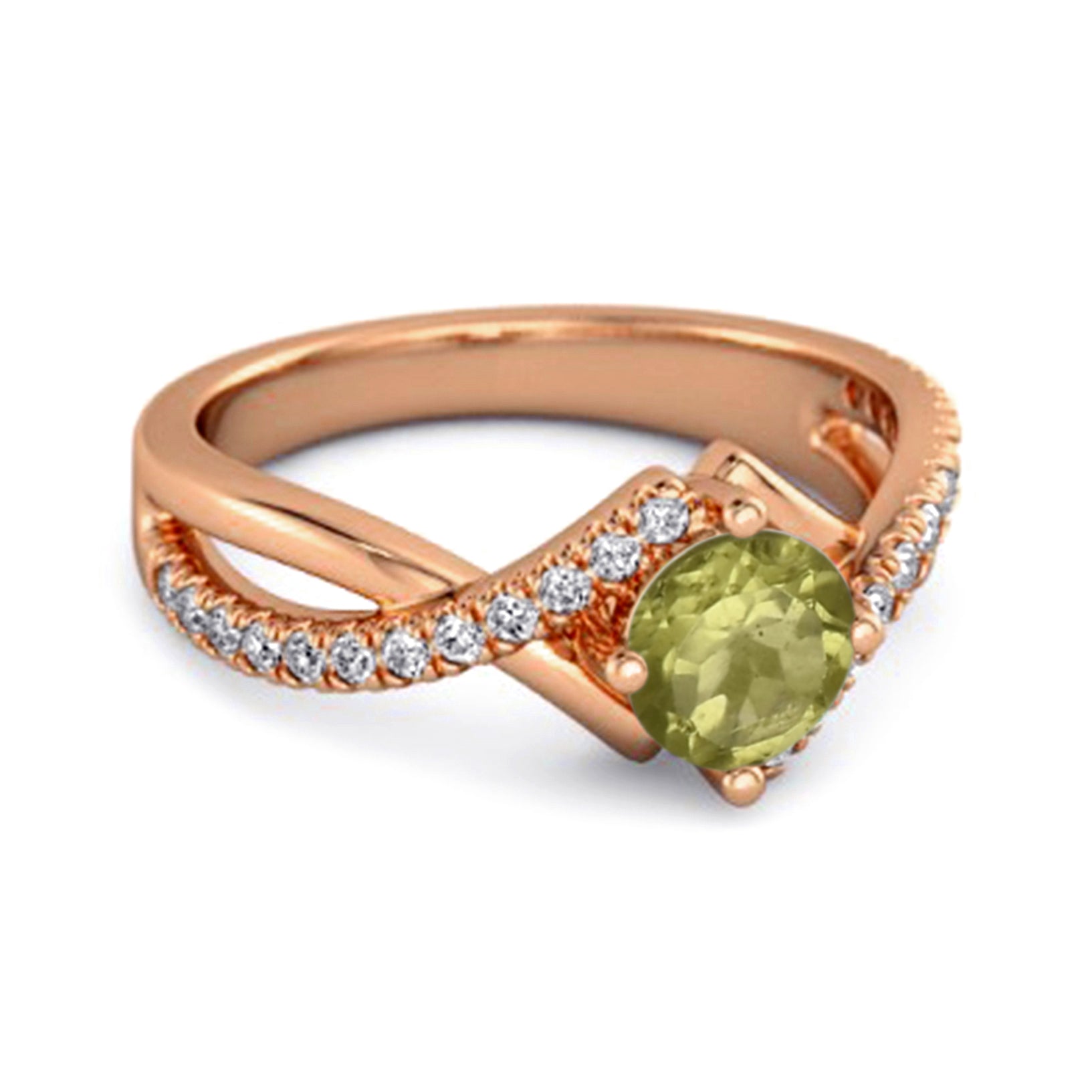 Peridot Split Band Crossover Pavé Ring - Sterling Silver