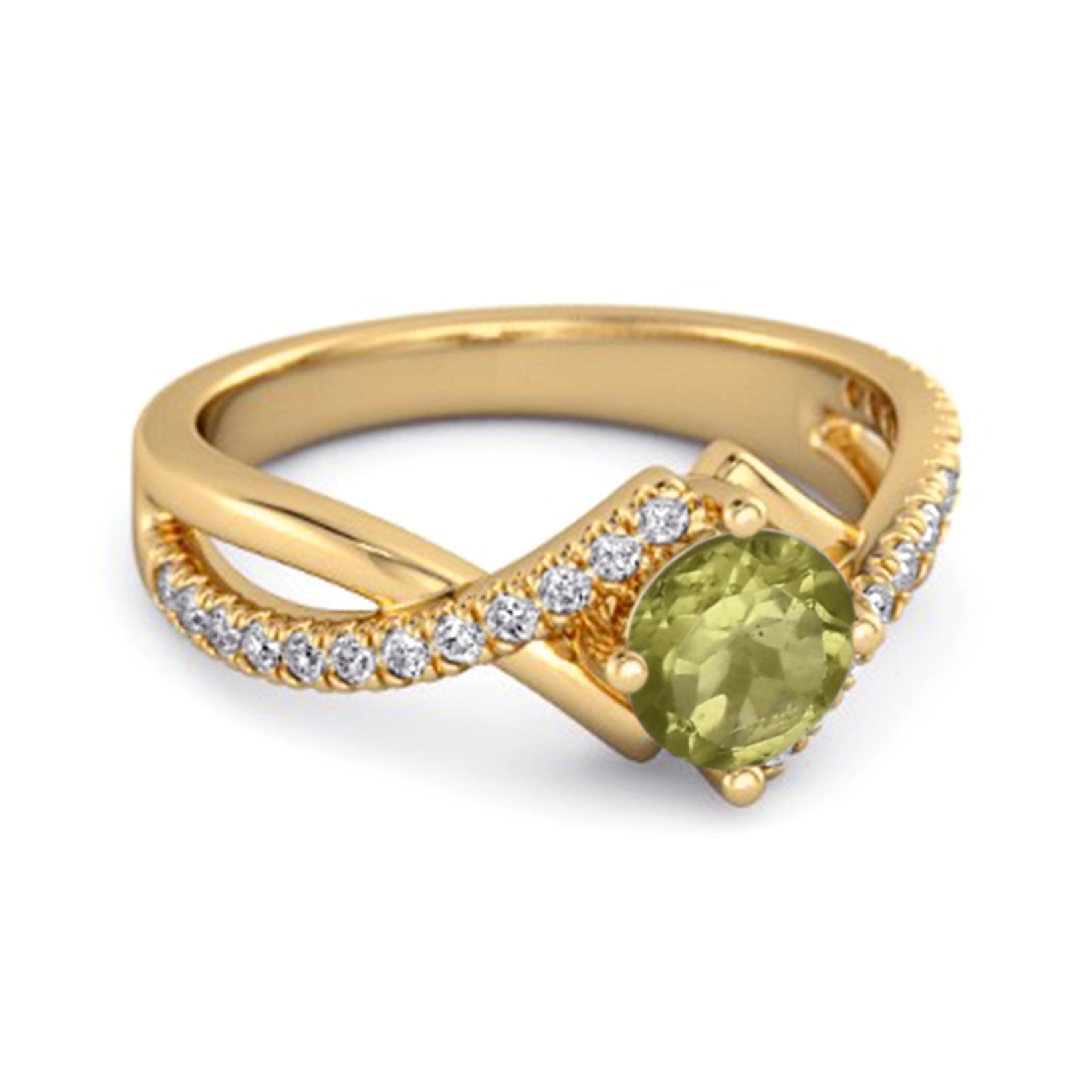 Peridot Split Band Crossover Pavé Ring - Sterling Silver