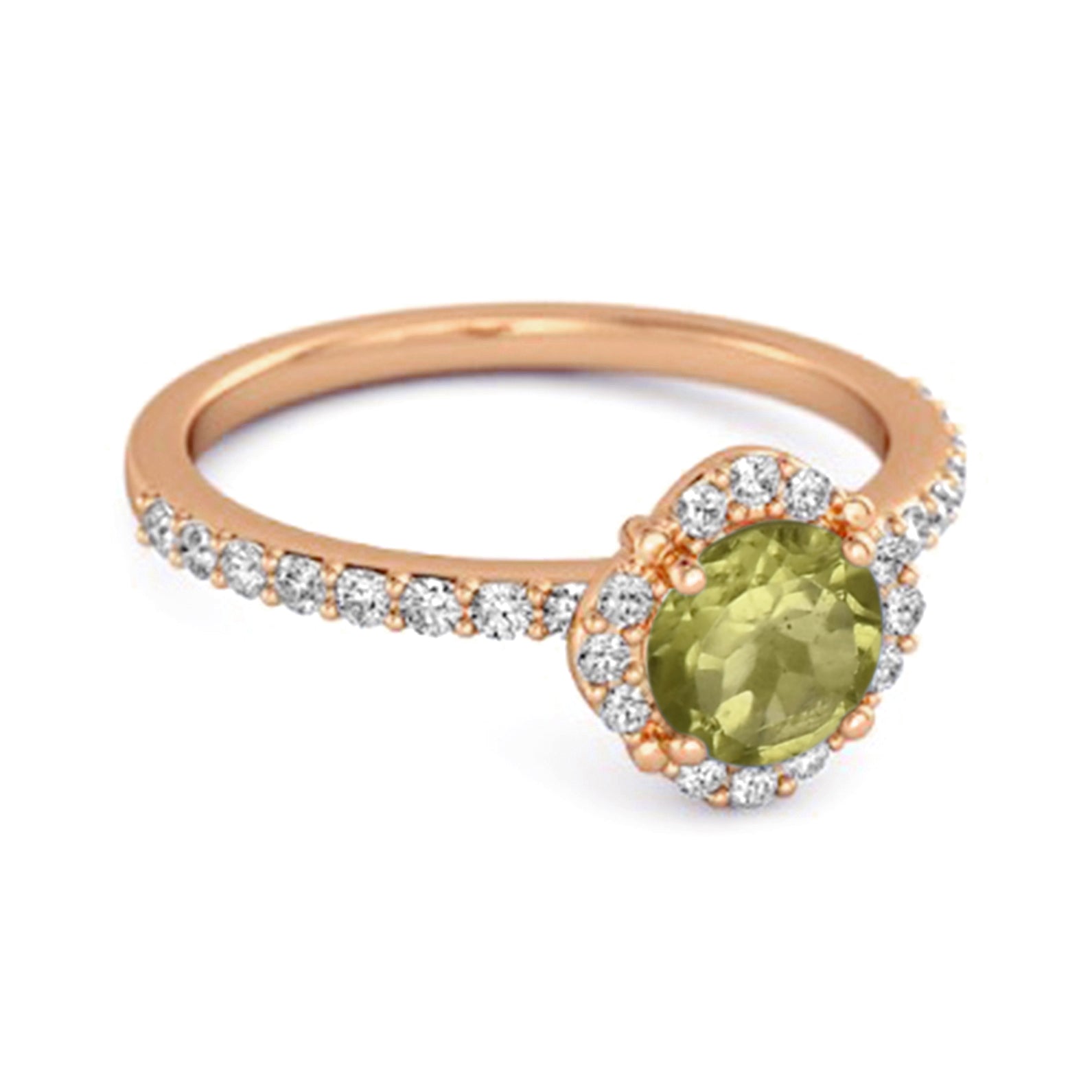 Peridot Floral Halo Pavé Ring - Sterling Silver