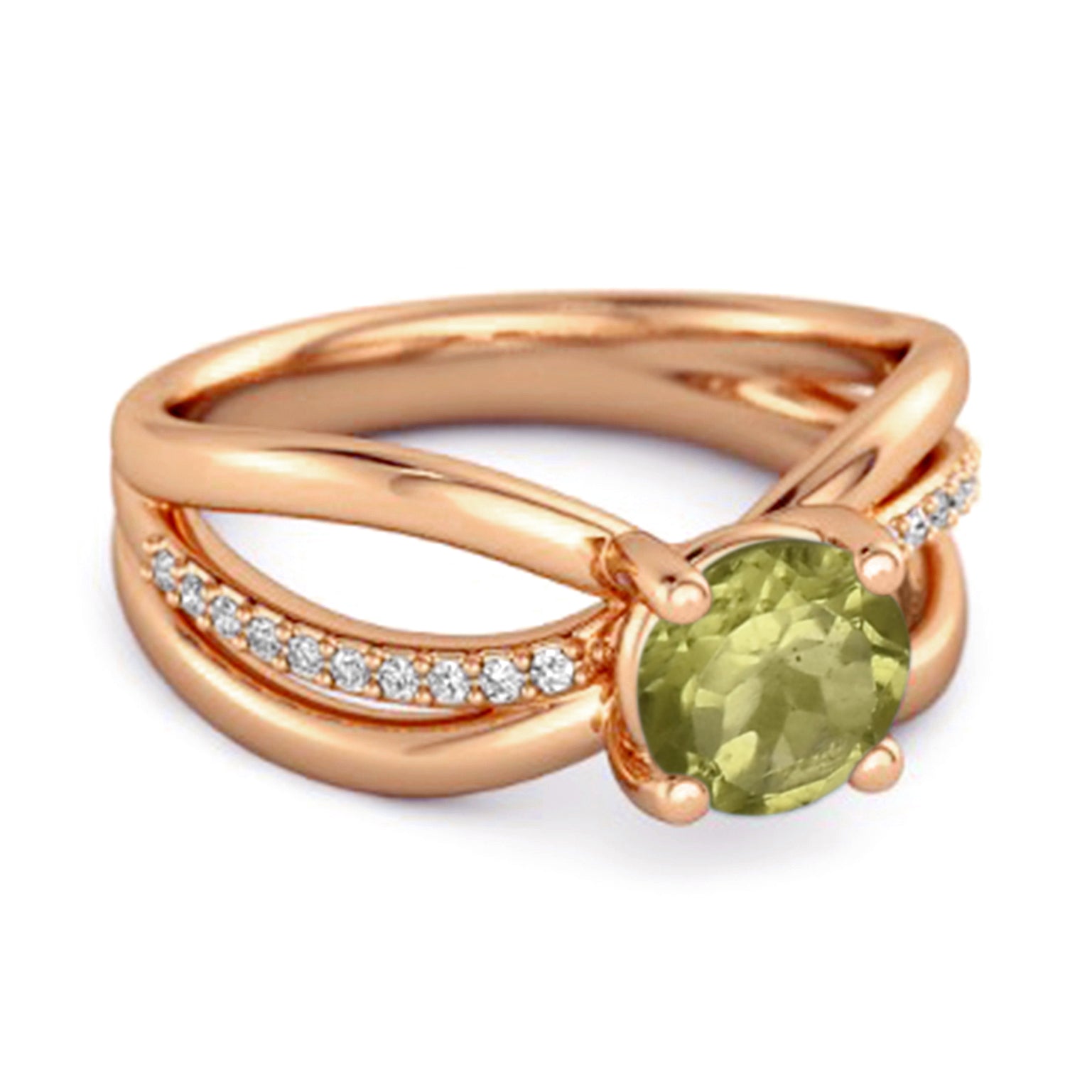 Peridot Infinity Pavé Split Band Ring - Sterling Silver