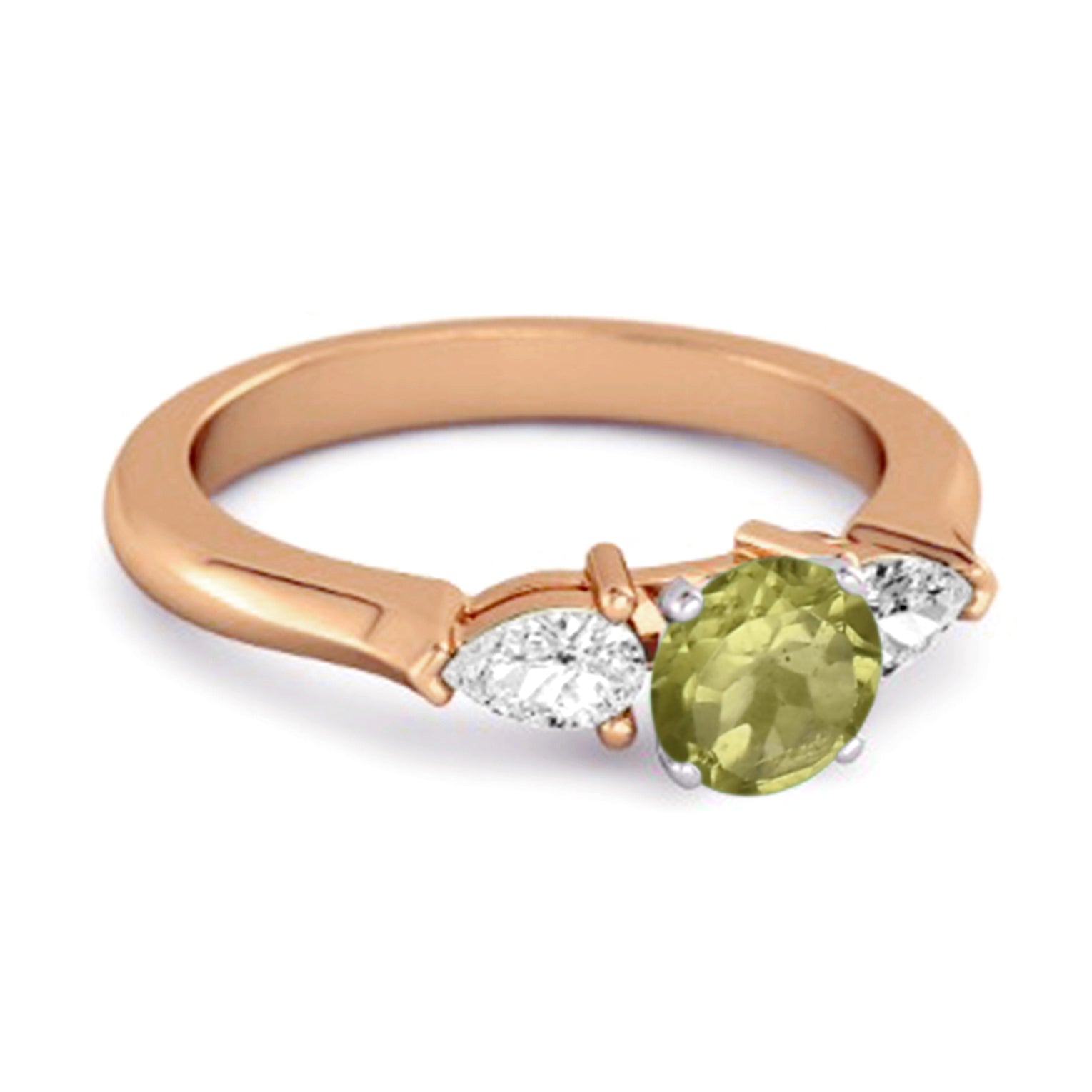 Peridot Three Stone Pear Accent Ring - Sterling Silver