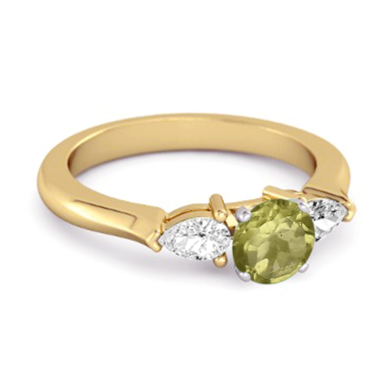 Peridot Three Stone Pear Accent Ring - Sterling Silver