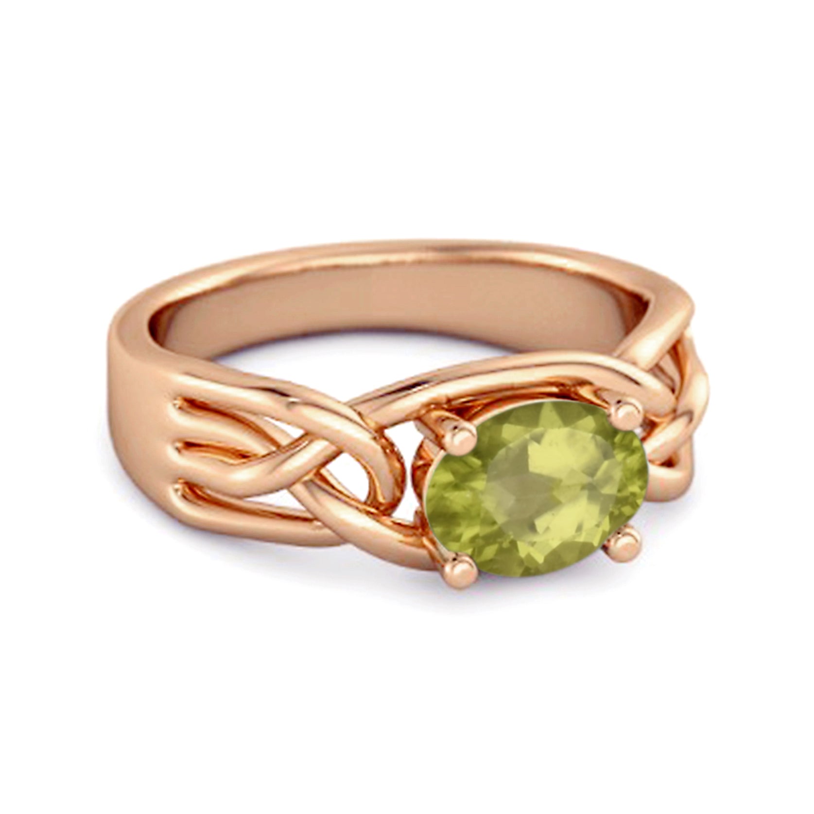 Peridot Celtic Woven Band Ring - Sterling Silver