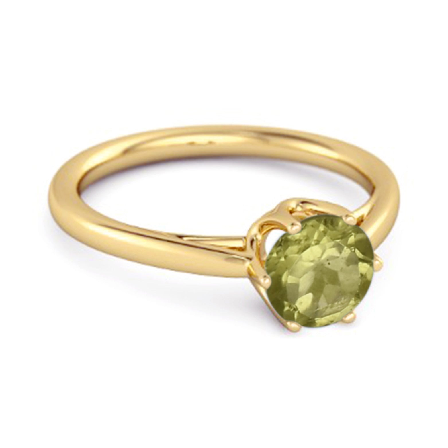 Anello solitario in argento sterling 925 massiccio con peridoto a 6 punte