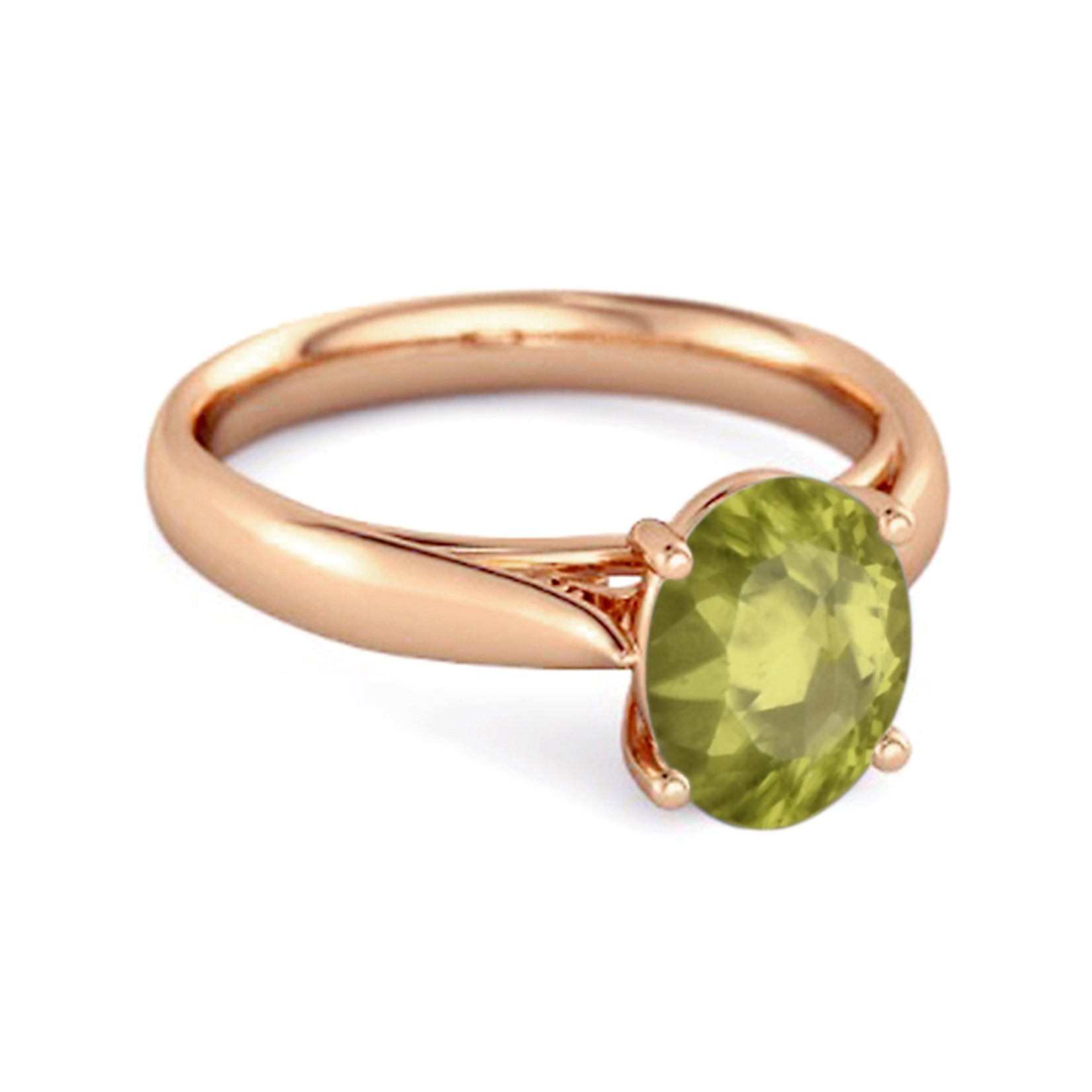 Peridot Classic Solitaire Ring - Sterling Silver