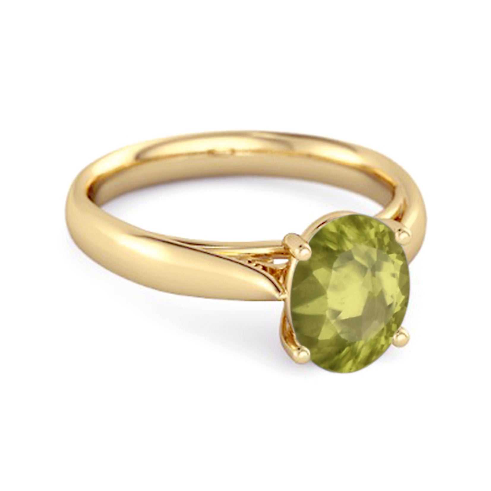 Peridot Classic Solitaire Ring - Sterling Silver
