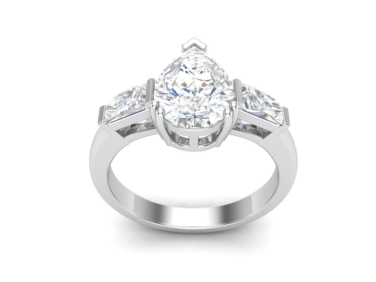 White CZ Three Stone Ring - Sterling Silver