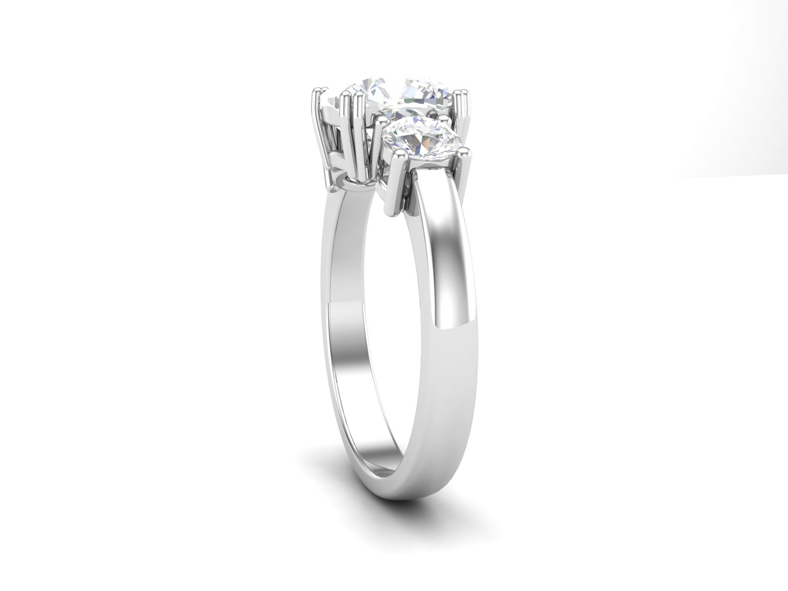 White CZ Cushion Cut Three-Stone Ring - Sterling Silver