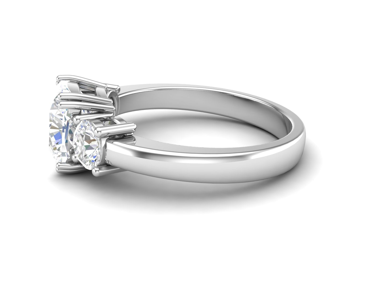 White CZ Cushion Cut Three-Stone Ring - Sterling Silver