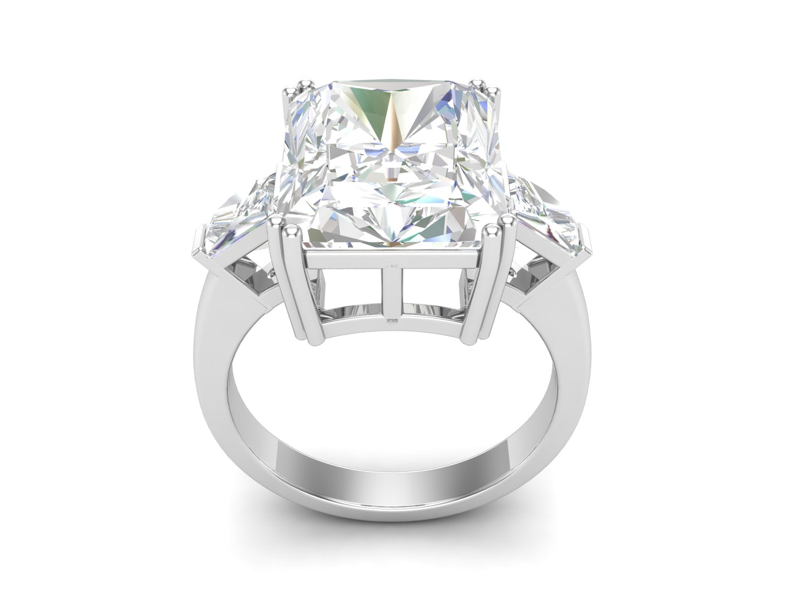 White CZ Three Stone Wedding Ring - Sterling Silver