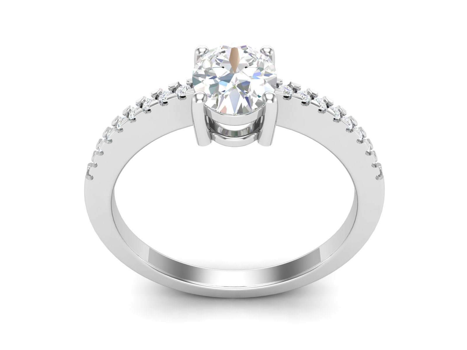 White CZ Solitaire Wedding Ring - Sterling Silver