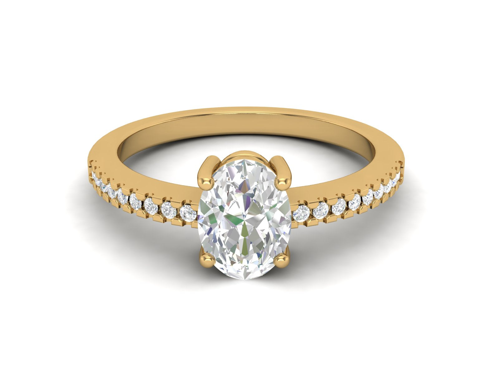 White CZ Solitaire Wedding Ring - Sterling Silver
