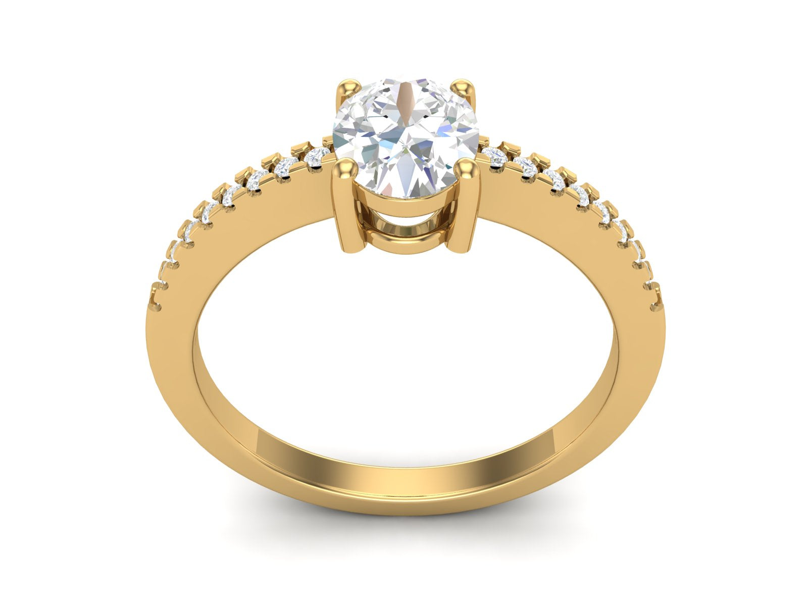 White CZ Solitaire Wedding Ring - Sterling Silver