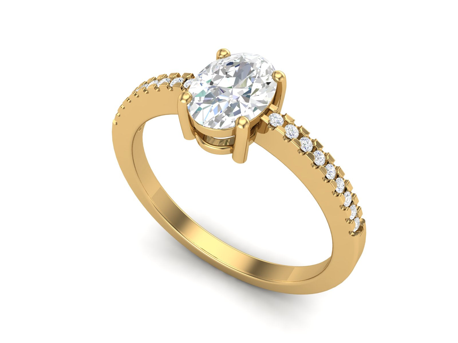 White CZ Solitaire Wedding Ring - Sterling Silver