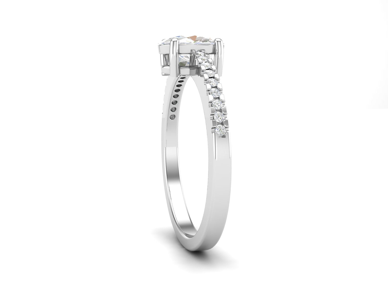 White CZ Solitaire Wedding Ring - Sterling Silver