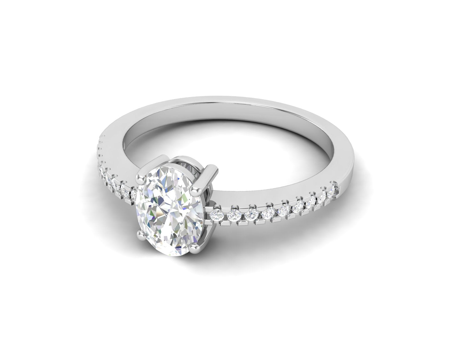 White CZ Solitaire Wedding Ring - Sterling Silver