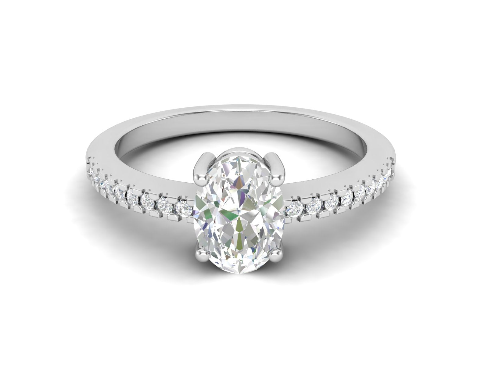 White CZ Solitaire Wedding Ring - Sterling Silver