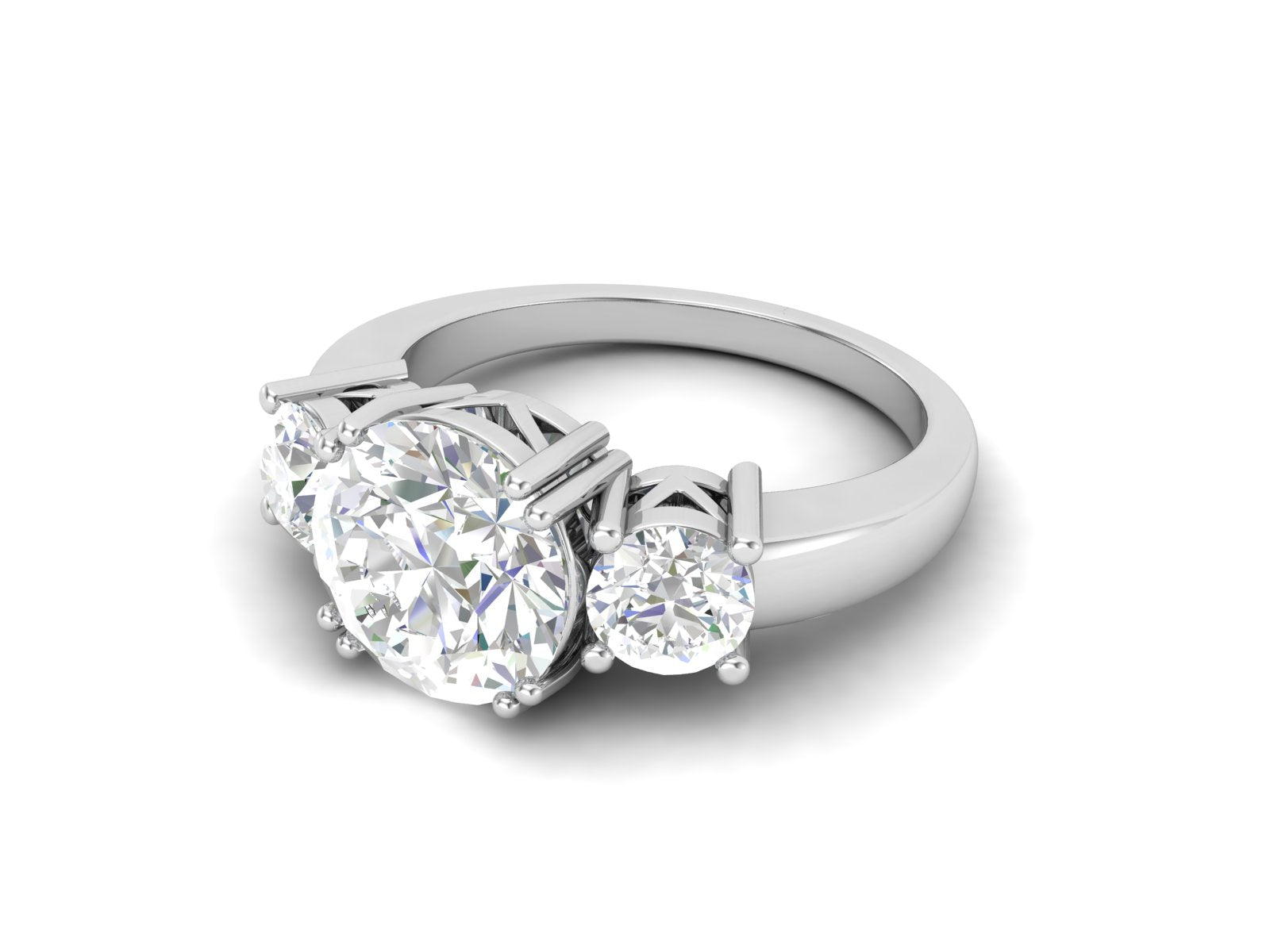 White CZ Three-Stone Design Ring - Sterling Silver