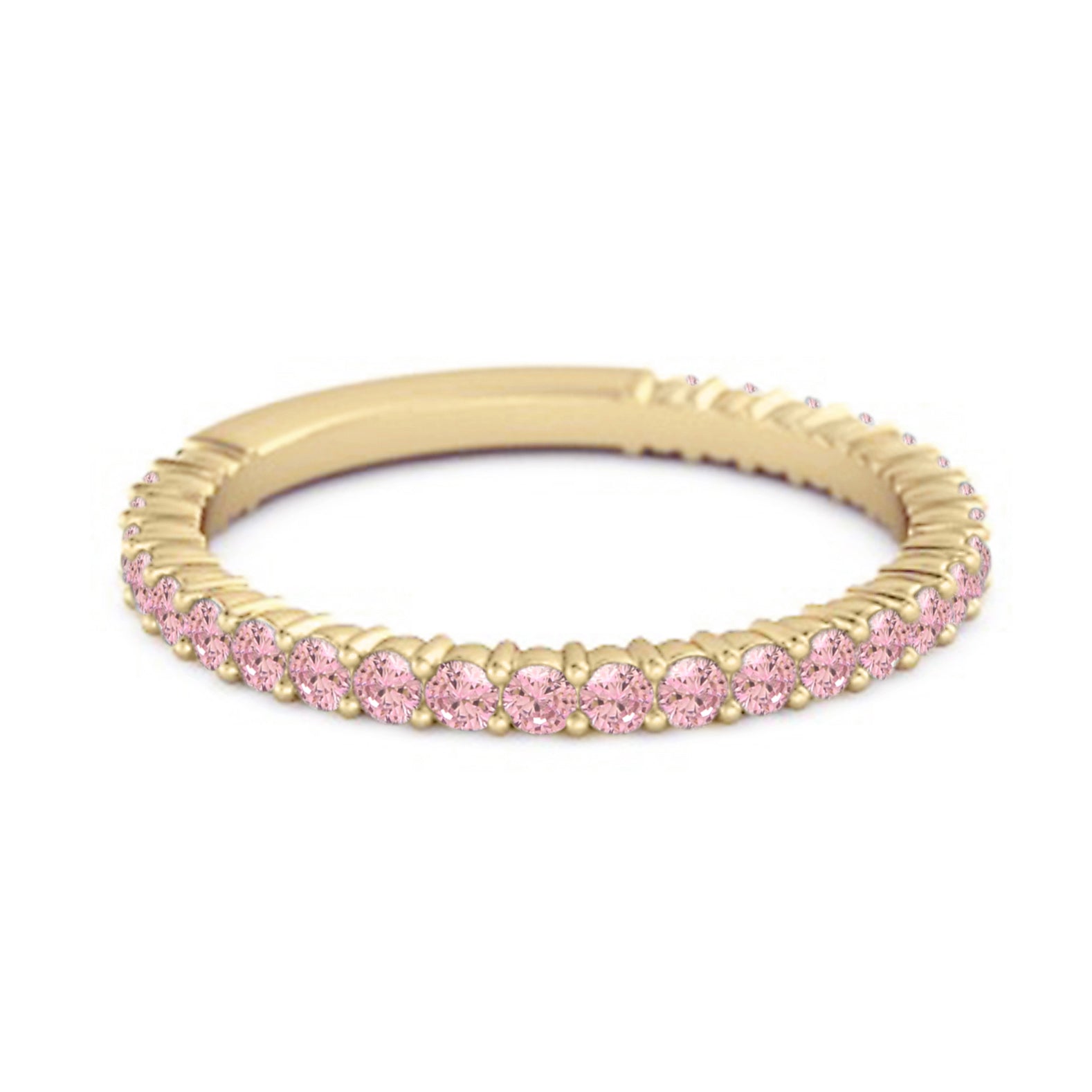 Pink CZ Eternity Band Ring – Sterling Silver