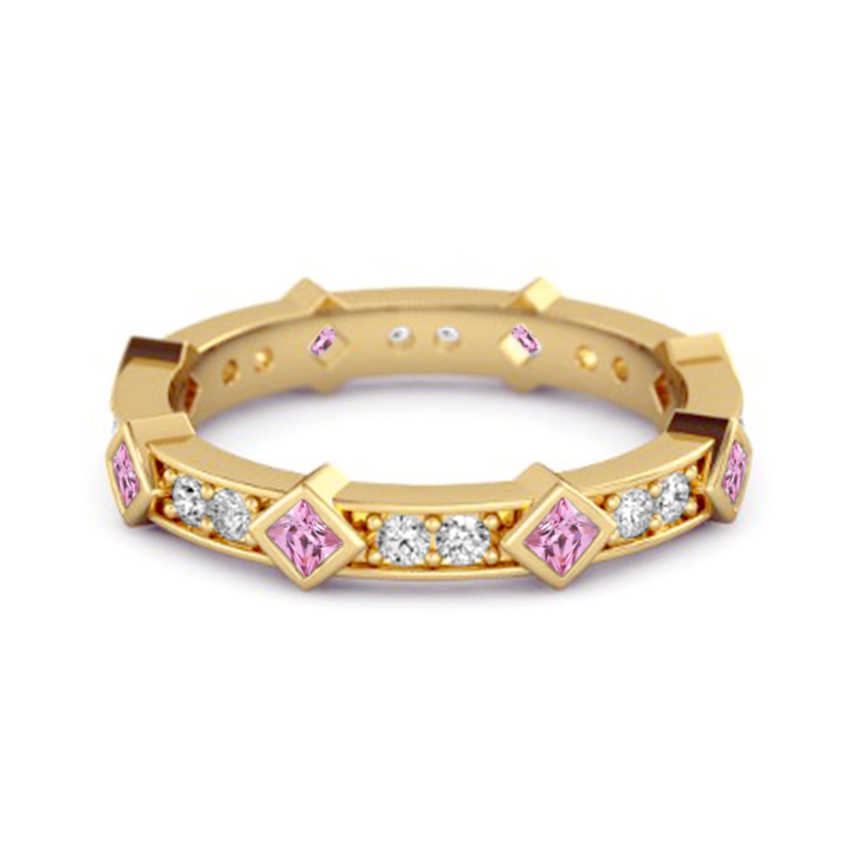 Pink CZ Eternity Band Ring – Sterling Silver