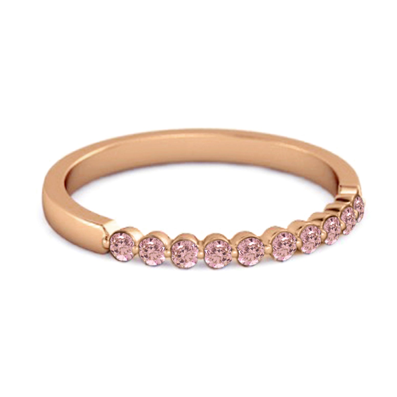 Pink CZ Half Eternity Design Band Ring – Sterling Silver