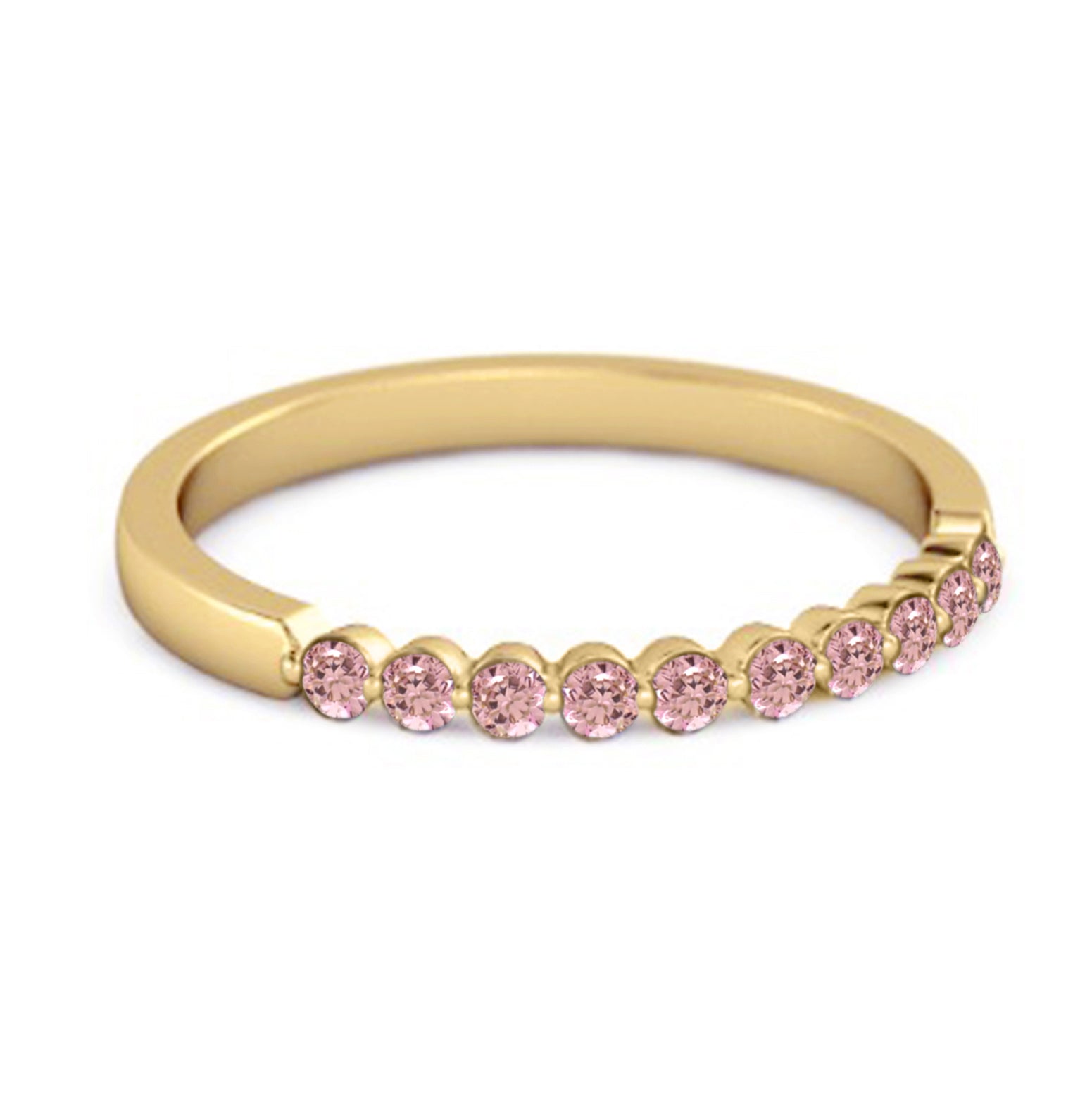 Pink CZ Half Eternity Design Band Ring – Sterling Silver