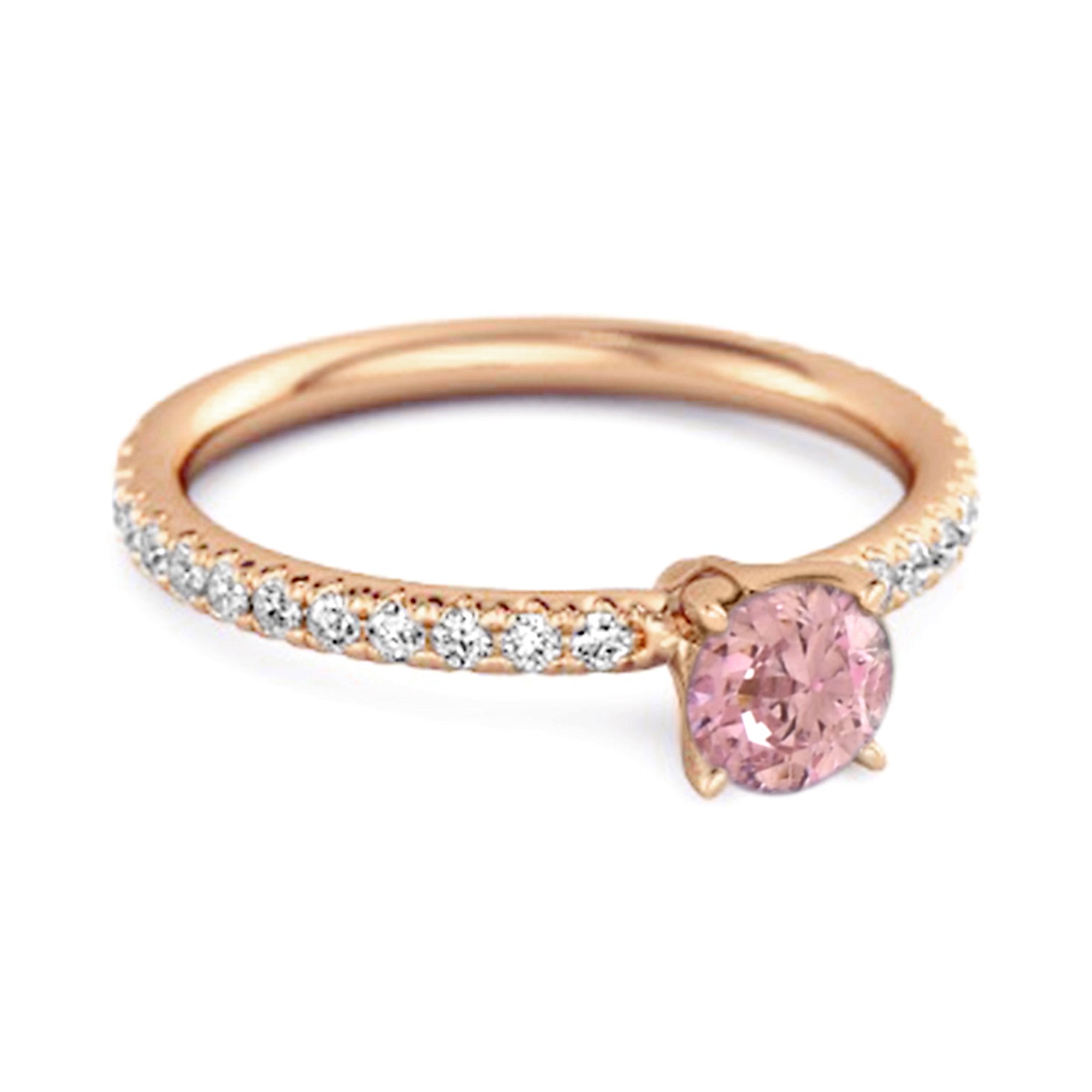 Pink CZ Round Soliatire Ring – Sterling Silver