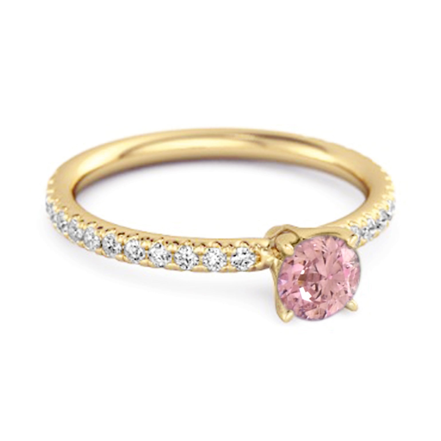 Pink CZ Round Soliatire Ring – Sterling Silver